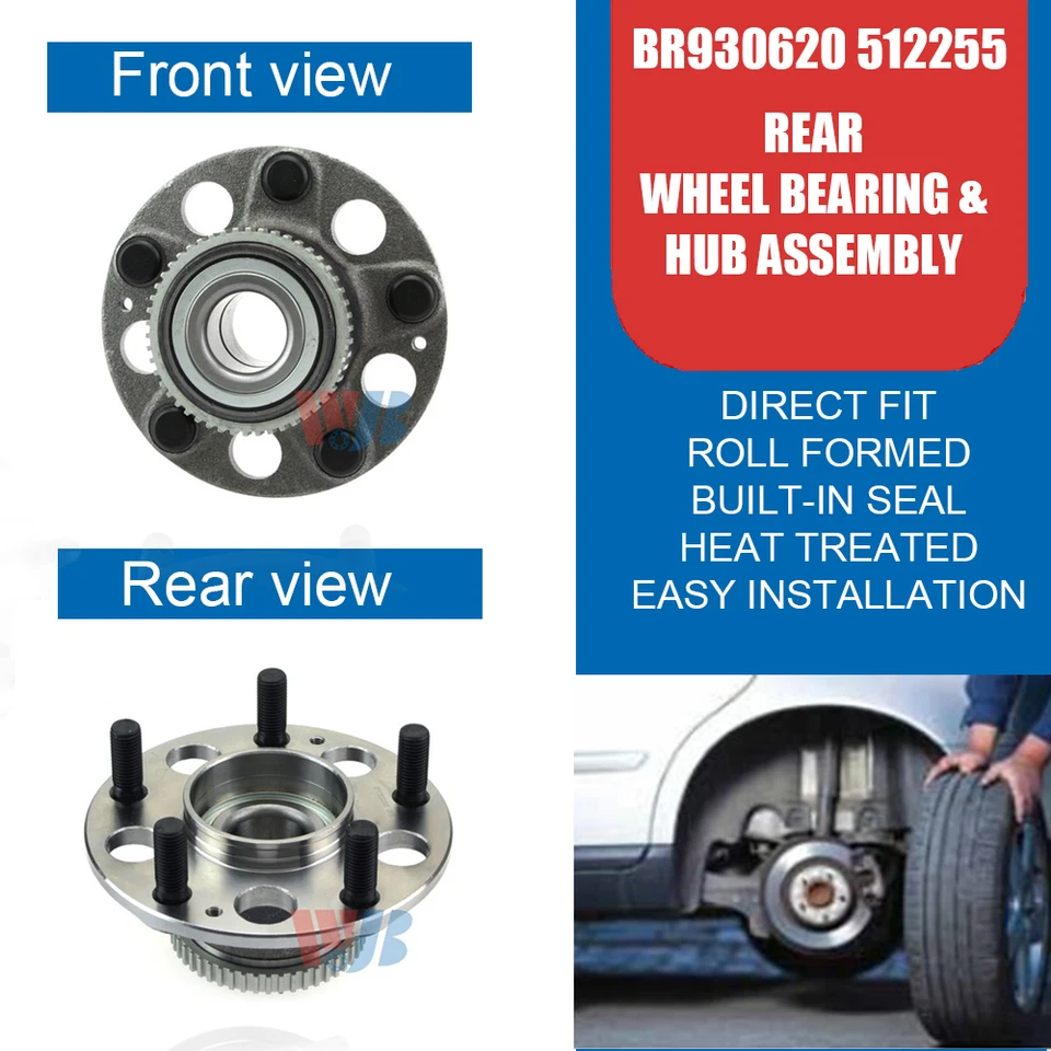 Pair Rear Wheel Hub Bearing Assembly for Acura Integra 1997-2000 512255 BR930620 Foto 2 de 4