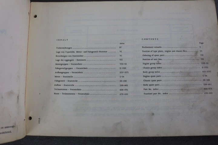 Mercedes Benz 220 SEb "W111"  Einspritzmotor - Ersatzteil-Liste  "Juli 1959" - Bild 4 von 4