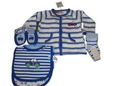 NEW PUMPKIN PATCH BABY BOY'S SIZE 3-6 M 6 PCS LOT, BIBS, ROMPER, BOOTIES & SOCKS