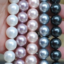8/10/12mm Wholesale 5 Strands 5 Colors South Sea Shell Pearl Loose Beads 15" AAA