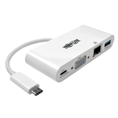 Tripp Lite USB-C zu VGA/USB-A /USBC /Gigabit Ethernet Buchse Adapterkabel - Weiß