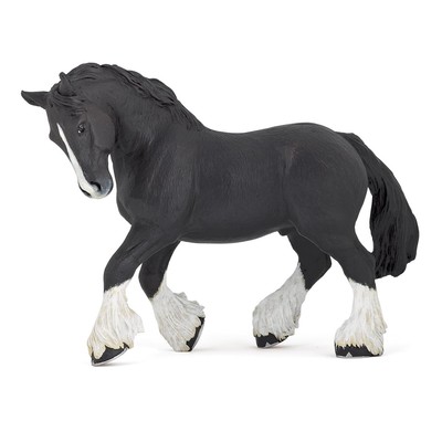 - Hand-Painted - Figurine - Horses,Foals and Ponies - Black Shire Horse Figur...