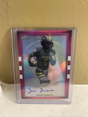 Derion Kendrick 2018 Leaf Metal All American Pink Auto #7/15 Georgia LA Rams