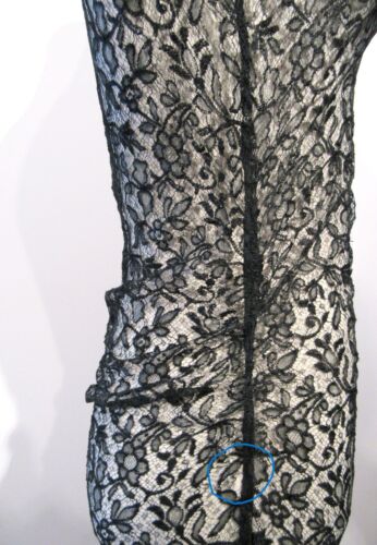 ANTIQUE VINTAGE DRESS 1920S T0 1930S ALL LACE BLACK GOWN DECO SIZE S TO M F8 - Picture 18 of 19
