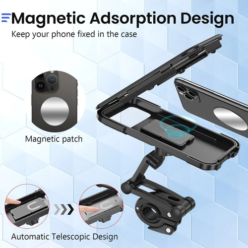 Waterproof Motorcycle Bike Handlebar Phone Mount Holder Case for iPhone Samsung - Picture 5 of 19