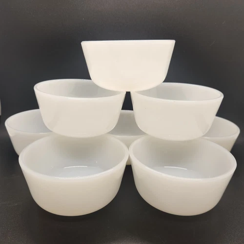 Lot 8 Vtg White Anchor Hocking 434 Fire King Glass 6 Oz Custard Cups Bowls