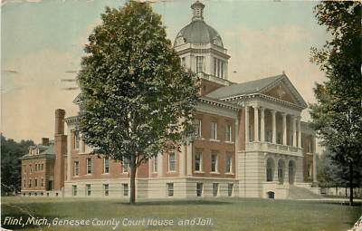Michigan, MI, Flint, Genesee County Court House & Jail 1920 Postcard