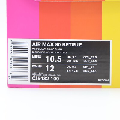 CJ5482-100 Nike Air Max 90 Be True Rainbow White Wolf Grey Black