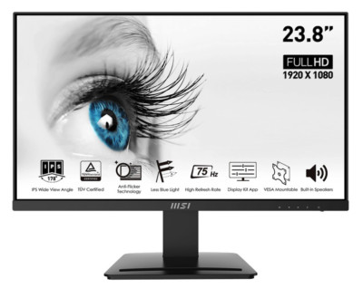 MSI PRO MP243 Monitor 23.8'' FHD 1920x1080 HDMI DP AMD FreeSync 75Hz 5ms (GtG)