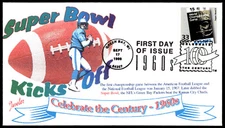 1999 FDC- Super Bowl Kicks Off Celebrate the Century 1960's Juvelar Cachet