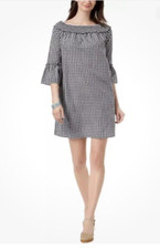 Charter Club Cotton Off The Shoulder Shift Dress Intrepid Blue Combo Size Medium