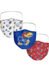 3 Pack Fanatics Kansas Jayhawks Licensed NCAA Face Masks