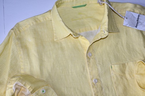 Tommy Bahama Shirt Sea Glass Breezer Papyrus Yellow Solid New LS Medium M - Picture 5 of 5