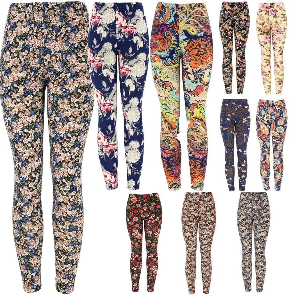 Women's REG/Plus Super Soft Cotton Blend Basic Workout Printed Pattern Leggings - Image 2 of 2