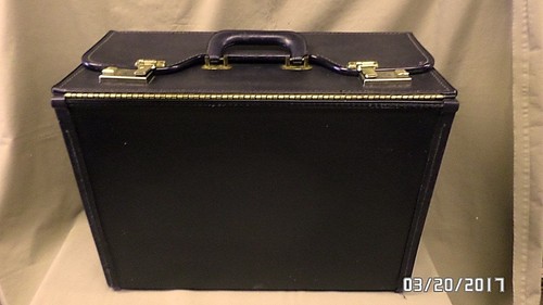 1881M Vtg 80's Large Computer Travel Hard Side Case w/Double Hinged Lid BLACK