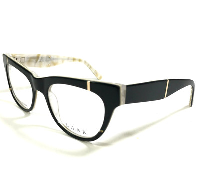 L.A.M.B Brille Rahmen LA067 BLK Schwarz Elfenbein Horn Cat Eye Kompletter Rand