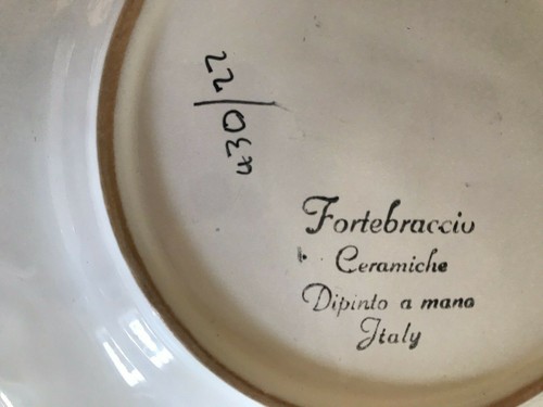 Fortebraccio Ceramiche Italy Ceramic Salad Plates Fruit Plums Grapes NEW COND - Picture 5 of 5