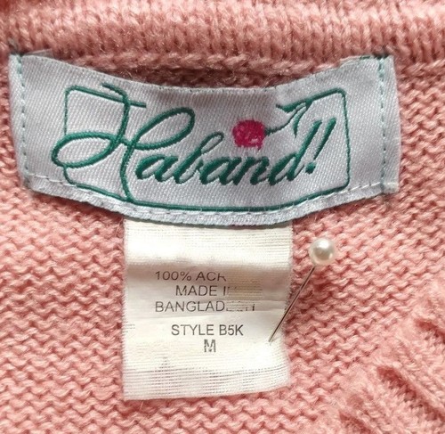 Suéter Vintage Años 80 Rosa Pastel Cuentas Rosas Suave Romántico Hada Kei Kawaii M - Imagen 10 de 10