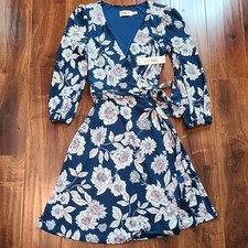 Eliza J Blue Floral Print Faux Wrap Dress NWT Size 4