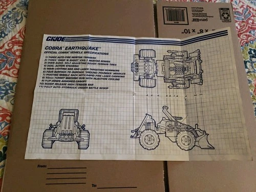 vintage G.I. GI JOE gijoe COBRA EARTHQUAKE BLUEPRINTS INSTRUCTION SHEET 1992