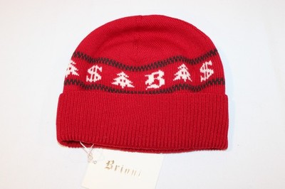 Brioni Men's 100% Wool Red Holiday Theme Cuff Beanie Winter Hat Size Medium $795