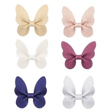6Pcs/set Butterfly Hair Clips Soft Wave Grain PU with Alligator Clips Barrett...