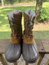 Lands' End Youth Size 6 Insulated Duck Boots Brown Faux Fur Lined