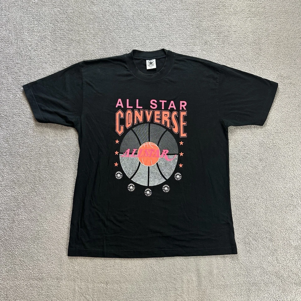 CONVERSE Herren T Shirt Kurzarm Gr L Vintage All Star Classic Logo Schwarz 4809 - Bild 1 von 4