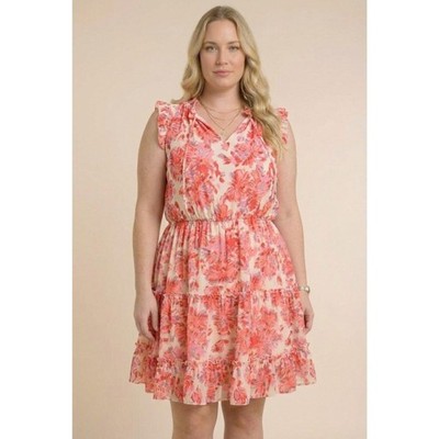 NWOT Size 1X Hailey & Co Floral Print Sleeveless Mini Dress
