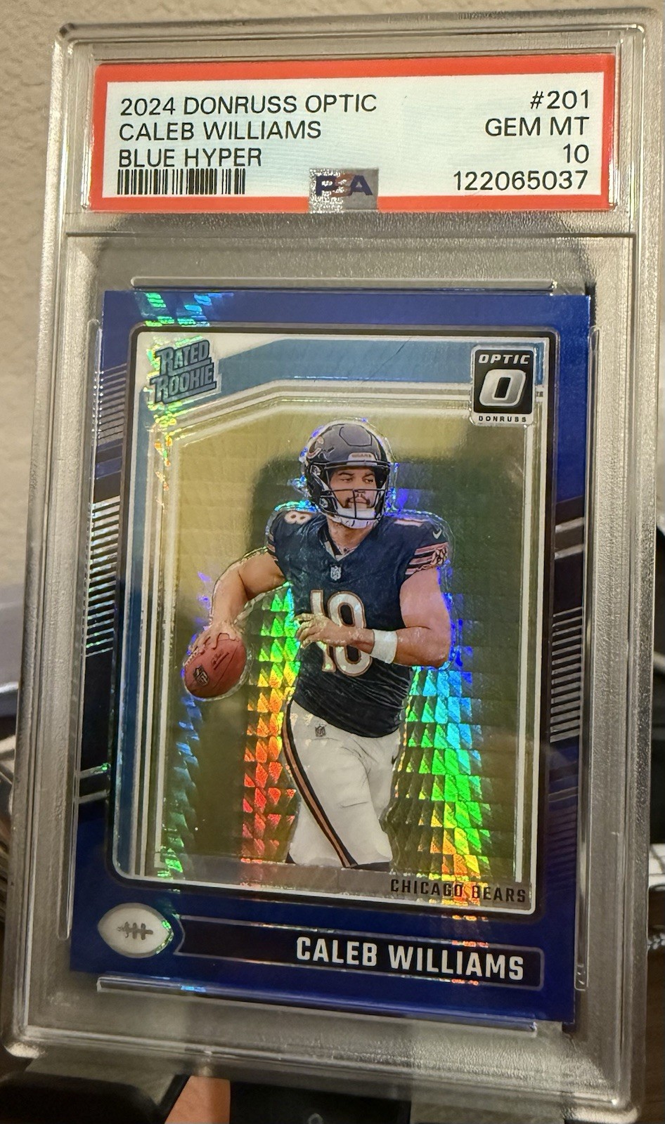 2024 PANINI DONRUSS OPTIC BLUE HYPER #201 CALEB WILLIAMS PSA 10