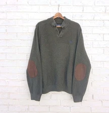 Chaps Ralph Lauren Elbow Patch Sweater Green Fisherman XXL Pullover