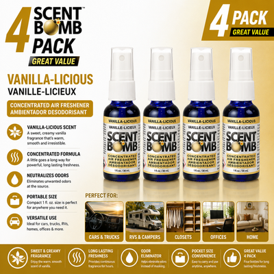 #ad 4x Scent Bomb Air Freshener Concentrated Spray Car Fragrance VANILLA 30ml GBP 17.99
