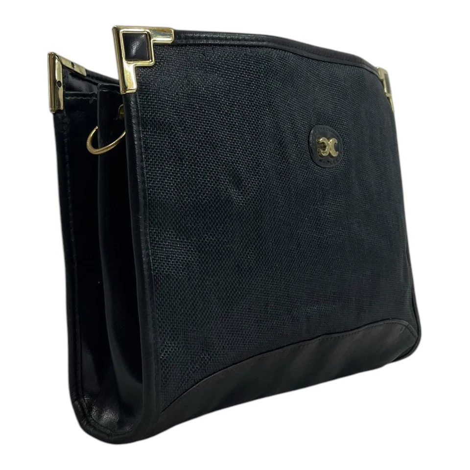 复古 70 年代帆布皮革手提包手拿包 斜挎包 单肩包 多节 — 第 3/4 张图片