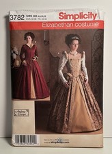 Simplicity 3782 Elizabethan/Renaissance Dress size 6-12 new/uncut