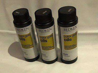 3x Redken Color Gel Oil 9NN 2oz/e -Ammonia Free Permanent color w/Apricot oil