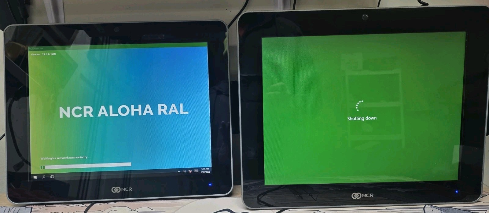 Set Of 2 NCR 7761-3100-0062 15" Touchscreen Terminal POS w Card Readers No Bases