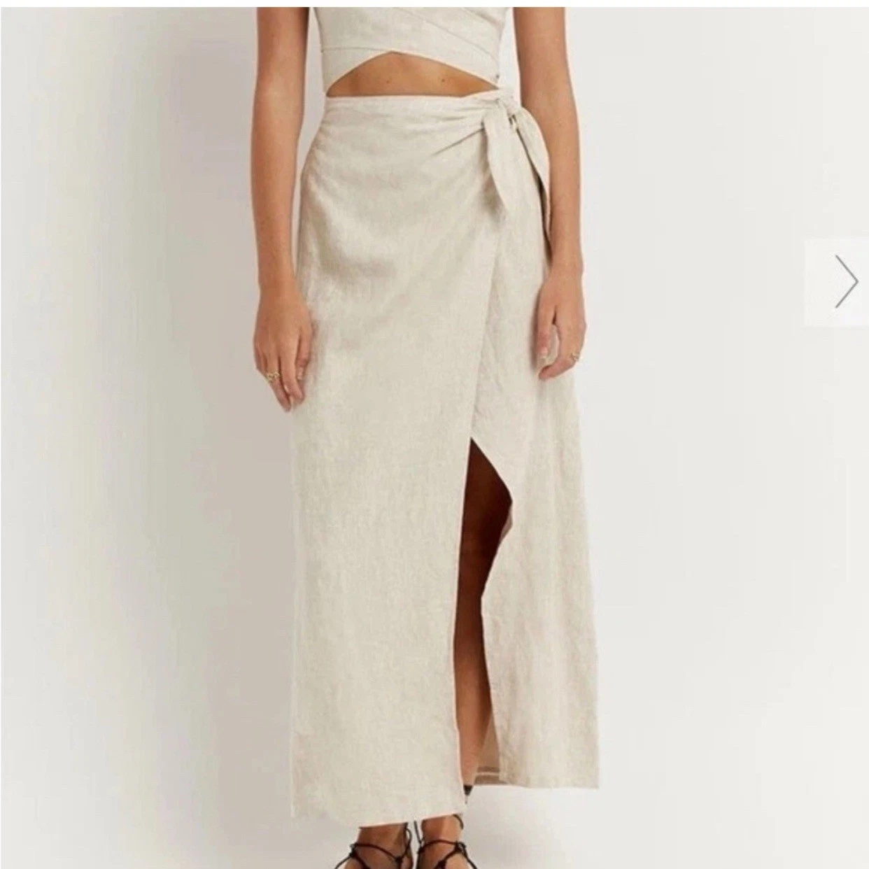 Dissh DISSH HALLIE LINEN WRAP Maxi SKIRT Beige US 8 #linen #maxi Skirt #boho