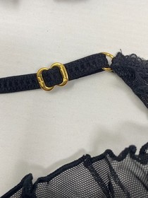 Agent Provocateur Annalia Black Polka Dot Garter and Thong Set M/L NWT $255