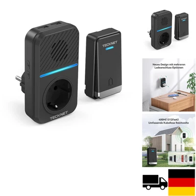 TECKNET Batteriefreie FunkTürklingel | -Wasserdicht | 400m Reichweite
