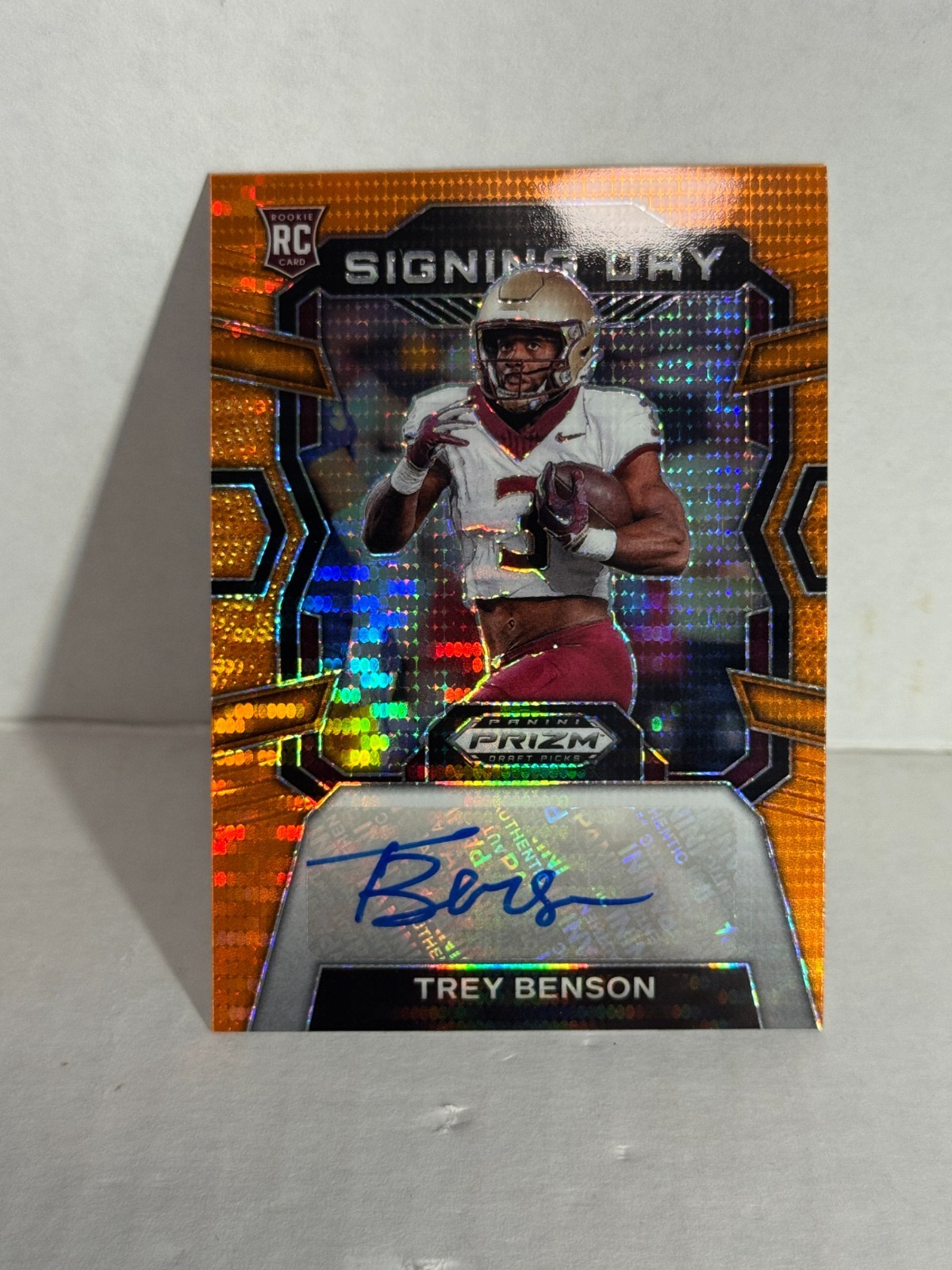 2024 prizm draft picks orange pulsar autographs trey benson /49 rookie