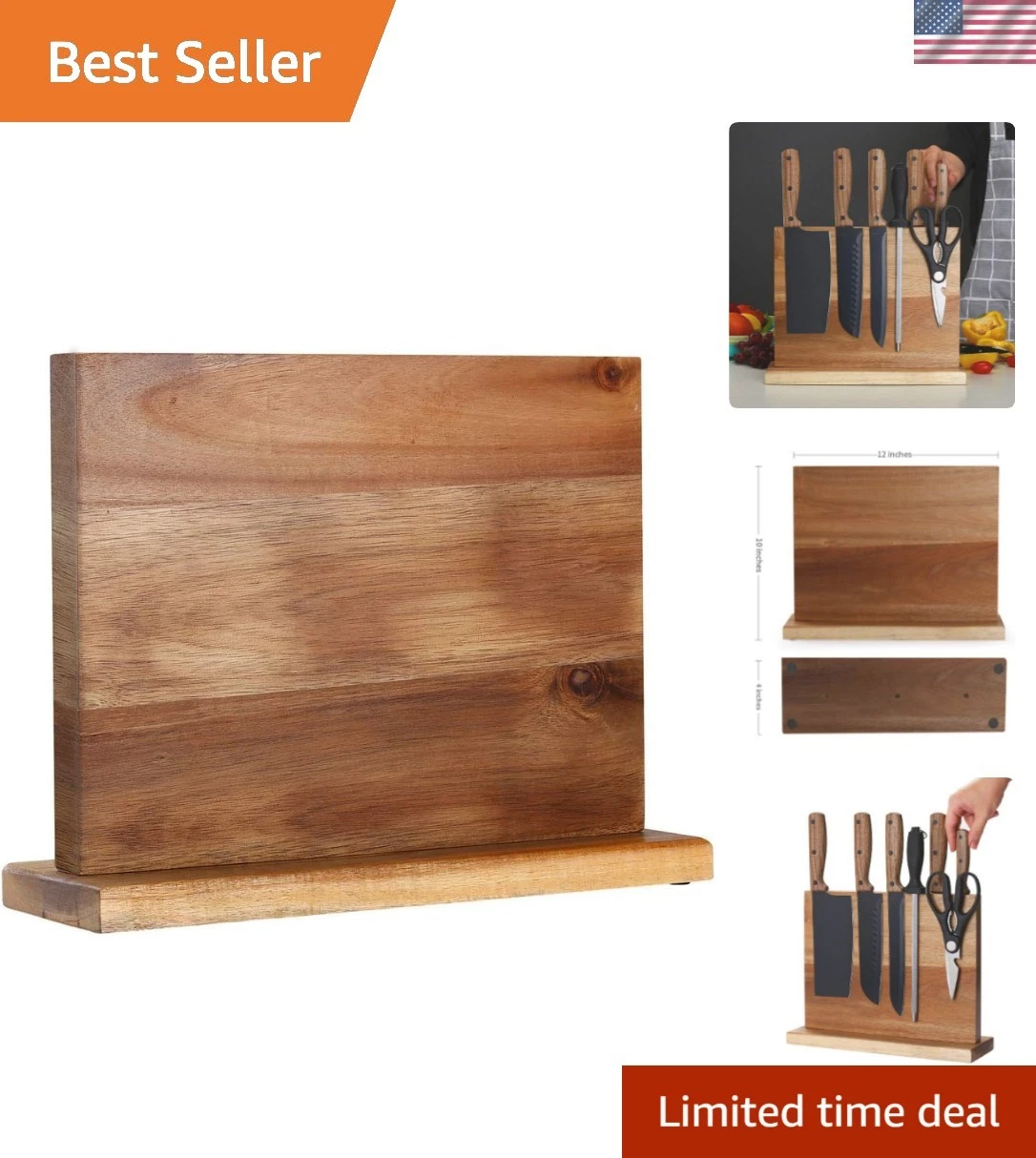 Home Kitchen Magnetic Knife Block Holder Rack Magnetic Stands with Strong Enh...