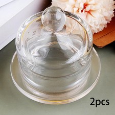 2 Pieces Glass Butter Dishes with Lid Butter Keeper Practical Easy to Clean