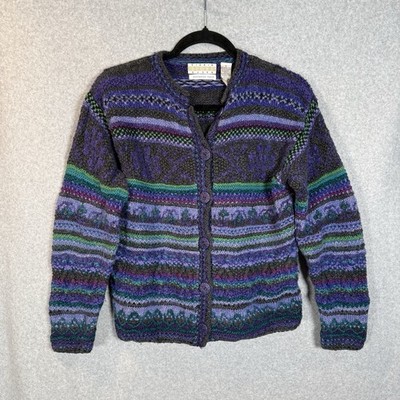 Sigrid olsen cardigan womens medium knitted by hand purple cropped sweater