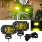 Auxbeam 4" INCH Amber LED Work Light Offroad Flood Pods For Harley Motorcycle