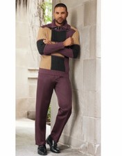 Men's XL 38W 34L Stacy Adams Burgundy Geo Square Pant Suit Set