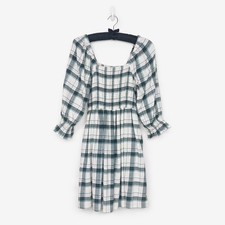 Madewell Lucie Smocked Mini Dress Size M Lebaum Plaid Cottage Prairie Country