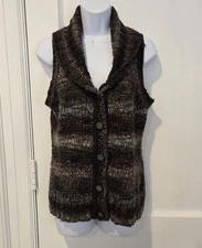 Woolrich Women's Button Down Knit Sweater Vest Shawl Collar Wool Blend Medium