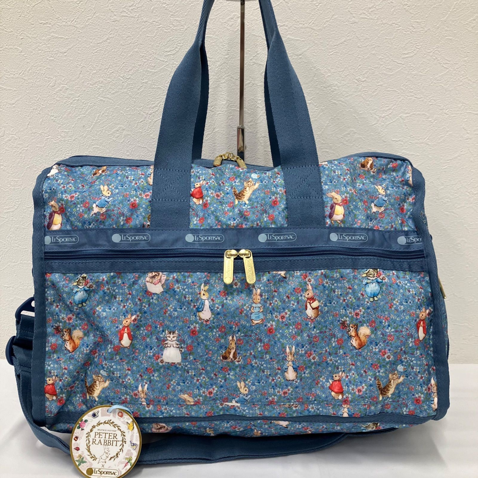 LeSportsac Peter Rabbit Floral Light Blue Collab 2Way Boston Travel Bag Women