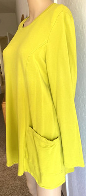 Susan Graver Weekend Brushed Back Knit Tunic Size M Green Pockets (READ)