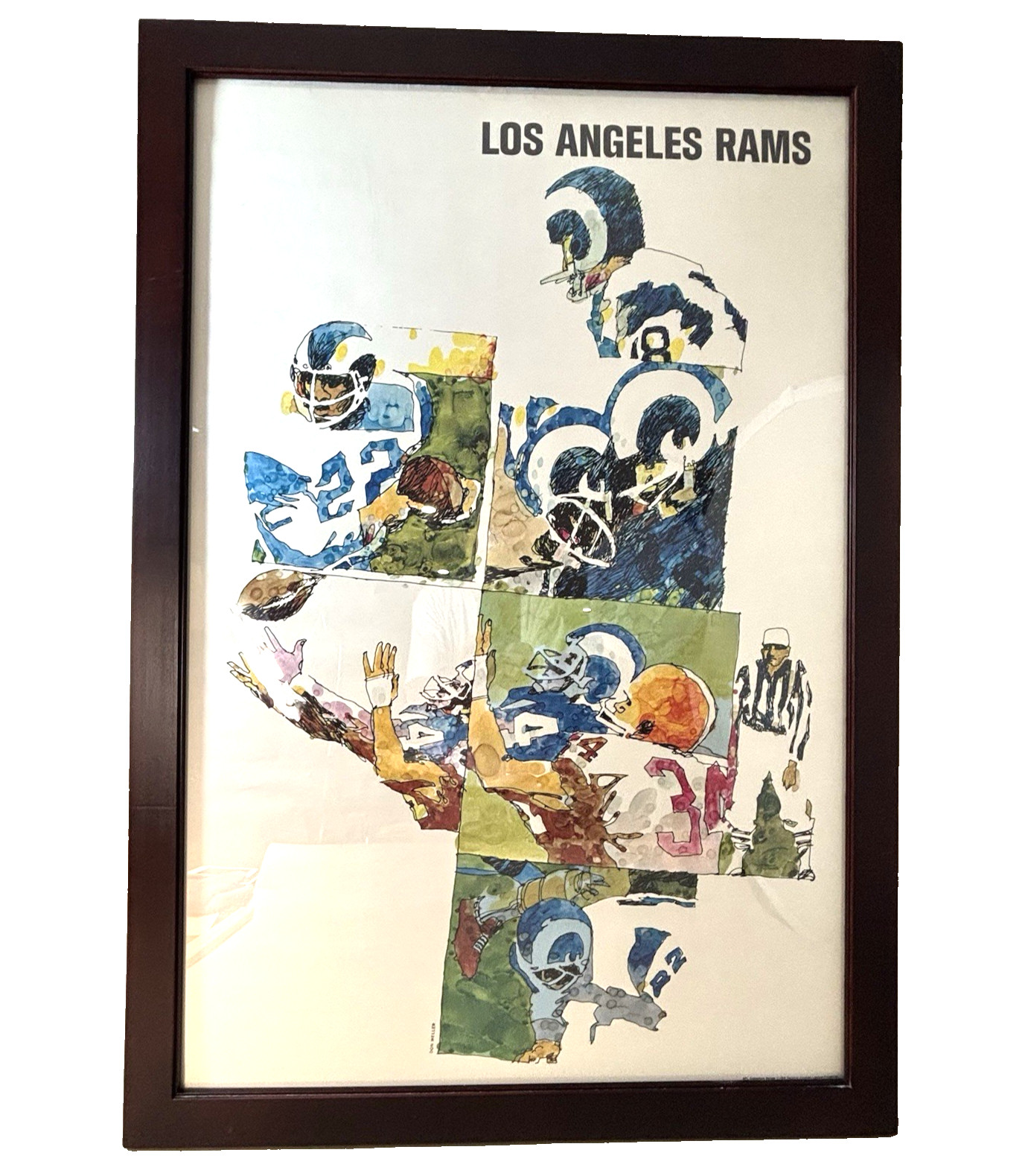 Los Angeles Rams, Framed 1968 Vintage, Hoyle Theme Collector 36"X 24" Poster-EX+